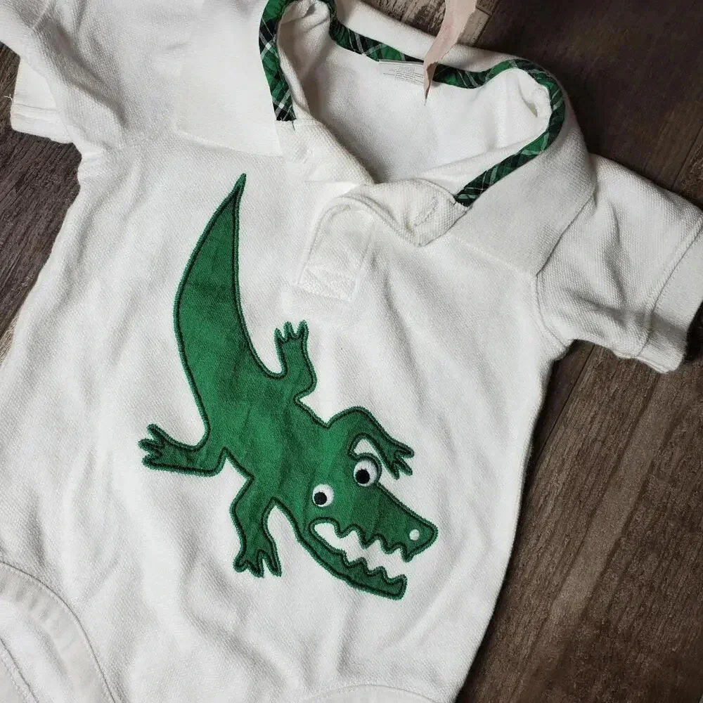 Gymboree 100% Cotton Baby Boy Bodysuit Alligator Crocodile 6-12m NWOT